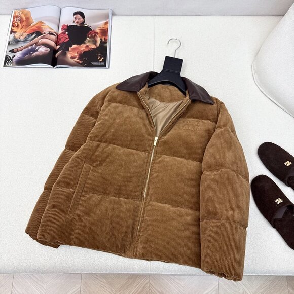 MIU MIU Fall/Winter Corduroy Leather - Collar Down Jacket, Trendy Design - Picture 5 of 8